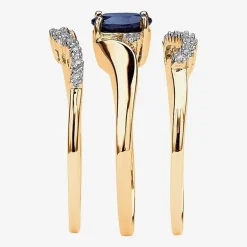 DiamonArt® Womens 1 1/10 CT. T.W.  Genuine Blue Sapphire 18K Gold Over Silver Oval Bridal Set