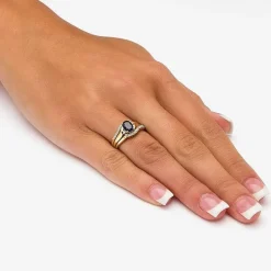 DiamonArt® Womens 1 1/10 CT. T.W.  Genuine Blue Sapphire 18K Gold Over Silver Oval Bridal Set