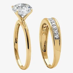 DiamonArt® Womens 2 1/5 CT. T.W. White Cubic Zirconia 18K Gold Over Silver Bridal Set