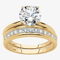 DiamonArt® Womens 2 1/5 CT. T.W. White Cubic Zirconia 18K Gold Over Silver Bridal Set
