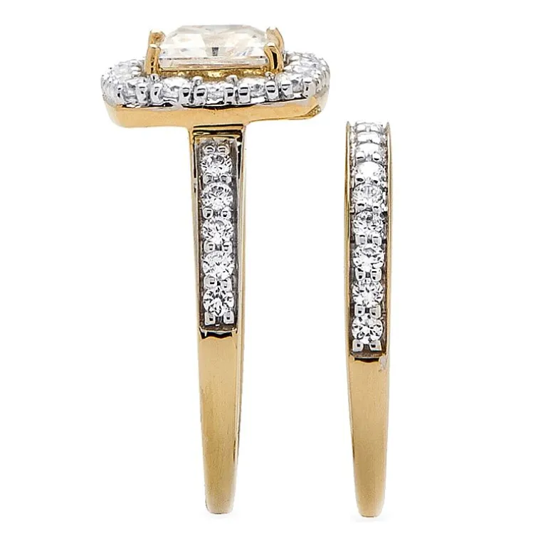 DiamonArt® Womens 1 7/8 CT. T.W. White Cubic Zirconia 18K Gold Over Silver Square Bridal Set