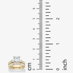 DiamonArt® Womens 4 1/4 CT. T.W. White Cubic Zirconia 14K Gold Over Silver Square Bridal Set