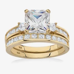 DiamonArt® Womens 4 1/4 CT. T.W. White Cubic Zirconia 14K Gold Over Silver Square Bridal Set