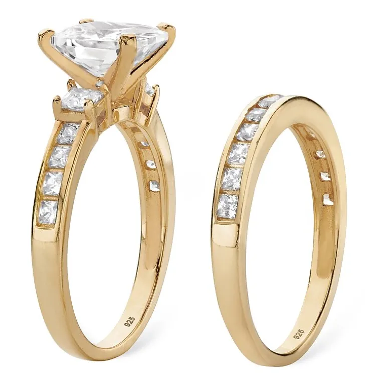 DiamonArt® Womens 4 1/4 CT. T.W. White Cubic Zirconia 14K Gold Over Silver Square Bridal Set