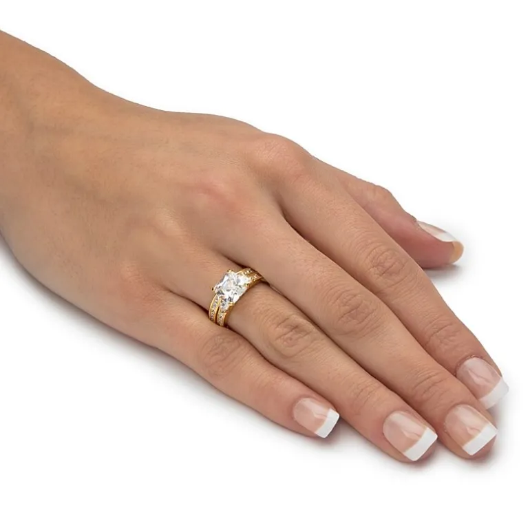 DiamonArt® Womens 4 1/4 CT. T.W. White Cubic Zirconia 14K Gold Over Silver Square Bridal Set