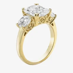 DiamonArt® Womens 5 3/4 CT. T.W. White Cubic Zirconia 14K Gold Over Silver 3-Stone Engagement Ring