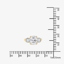 DiamonArt® Womens 5 3/4 CT. T.W. White Cubic Zirconia 14K Gold Over Silver 3-Stone Engagement Ring