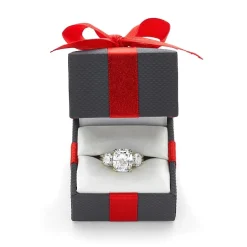 DiamonArt® Womens 5 3/4 CT. T.W. White Cubic Zirconia 14K Gold Over Silver 3-Stone Engagement Ring