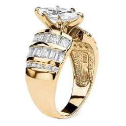 DiamonArt® Womens 3 3/4 CT. T.W. White Cubic Zirconia 14K Gold Over Silver Engagement Ring