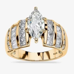 DiamonArt® Womens 3 3/4 CT. T.W. White Cubic Zirconia 14K Gold Over Silver Engagement Ring
