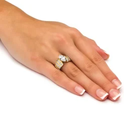 DiamonArt® Womens 3 3/4 CT. T.W. White Cubic Zirconia 14K Gold Over Silver Engagement Ring