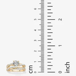 DiamonArt® Womens 1 3/4 CT. T.W. White Cubic Zirconia 18K Gold Over Silver Round Bridal Set