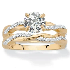 DiamonArt® Womens 1 3/4 CT. T.W. White Cubic Zirconia 18K Gold Over Silver Round Bridal Set