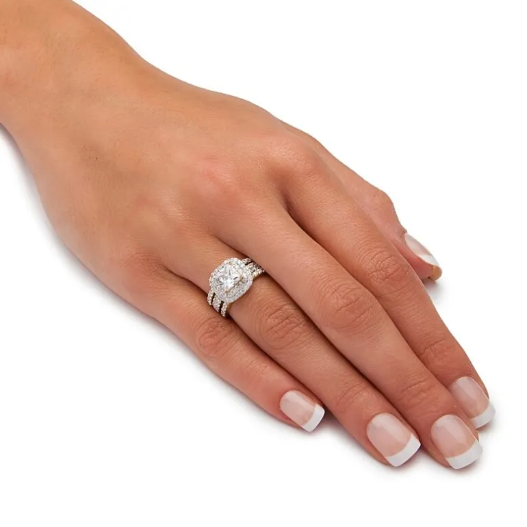 DiamonArt® Womens 2 1/3 CT. T.W. White Cubic Zirconia 14K Gold Over Silver Square Bridal Set