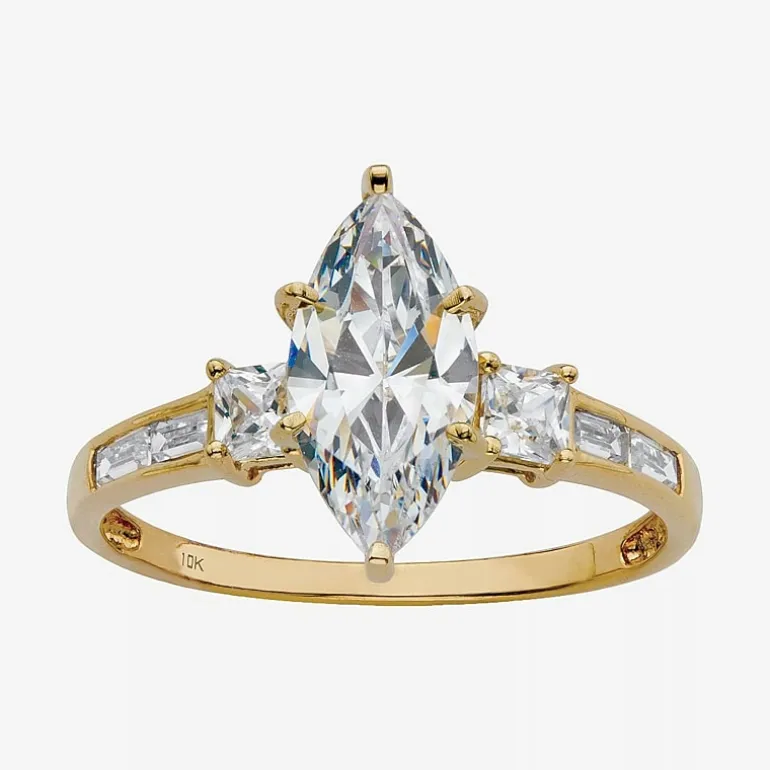DiamonArt® Womens 2 1/2 CT. T.W. White Cubic Zirconia 10K Gold Engagement Ring