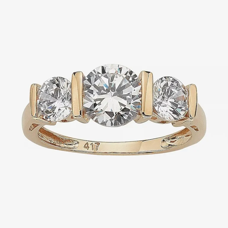 DiamonArt® Womens 2 1/2 CT. T.W. White Cubic Zirconia 10K Gold Engagement Ring