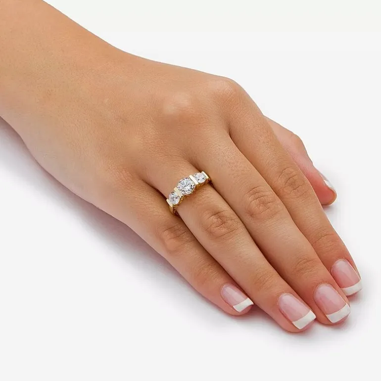 DiamonArt® Womens 2 1/2 CT. T.W. White Cubic Zirconia 10K Gold Engagement Ring