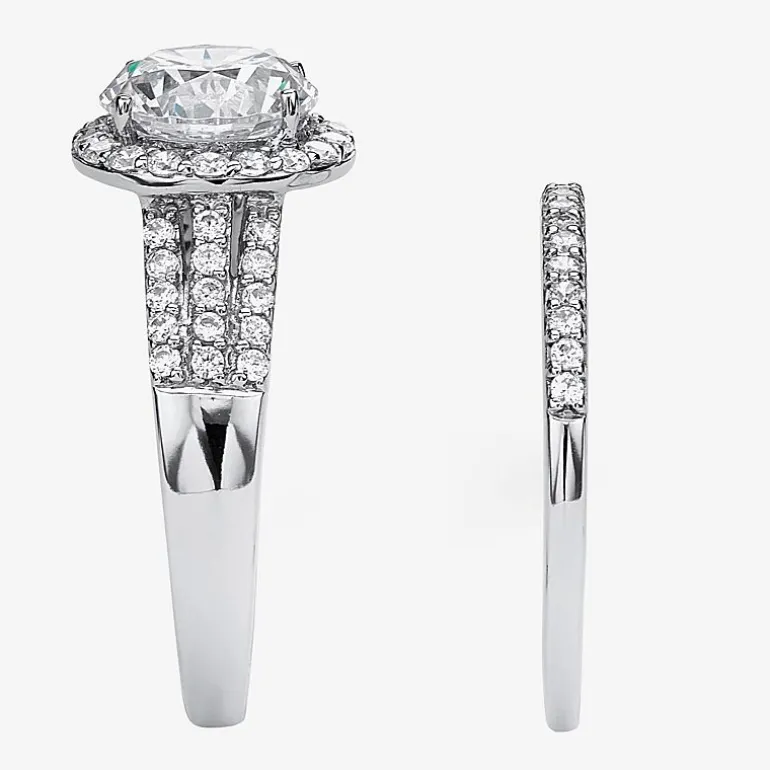 DiamonArt® Womens 2 1/2 CT. T.W. White Cubic Zirconia 10K White Gold Bridal Set