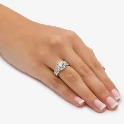 DiamonArt® Womens 2 1/2 CT. T.W. White Cubic Zirconia 10K White Gold Bridal Set