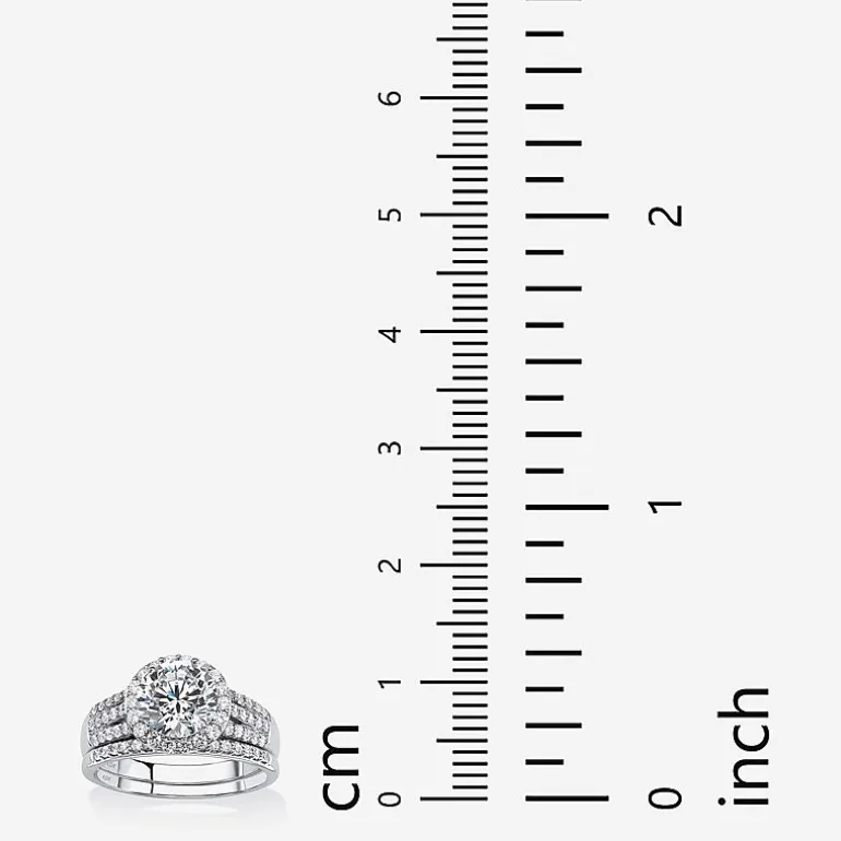 DiamonArt® Womens 2 1/2 CT. T.W. White Cubic Zirconia 10K White Gold Bridal Set