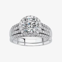 DiamonArt® Womens 2 1/2 CT. T.W. White Cubic Zirconia 10K White Gold Bridal Set