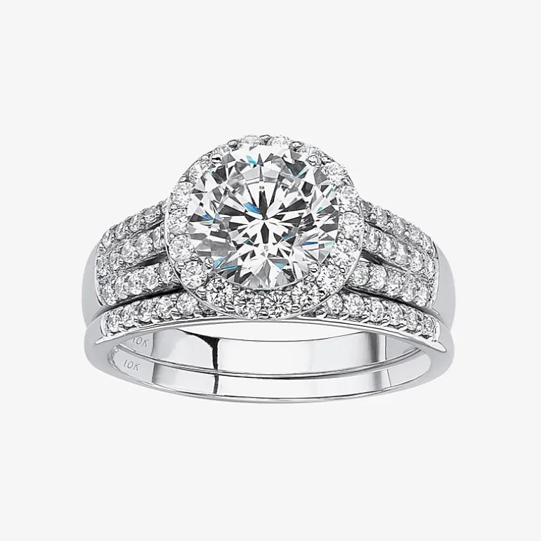 DiamonArt® Womens 2 1/2 CT. T.W. White Cubic Zirconia 10K White Gold Bridal Set