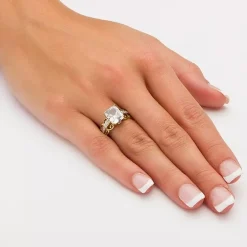 DiamonArt® Womens 3 1/4 CT. T.W. White Cubic Zirconia 10K Gold Engagement Ring