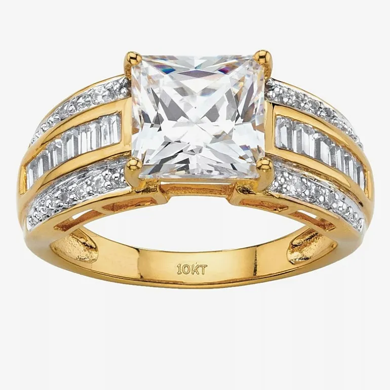 DiamonArt® Womens 2 3/4 CT. T.W. White Cubic Zirconia 10K Gold Engagement Ring