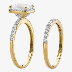 DiamonArt® Womens 2 CT. T.W. White Cubic Zirconia 10K Gold Square Bridal Set