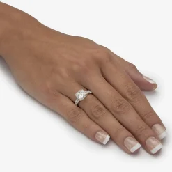 DiamonArt® Womens 2 CT. T.W. White Cubic Zirconia 10K Gold Square Bridal Set