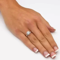 DiamonArt® Womens 2 CT. T.W. White Cubic Zirconia 10K White Gold Engagement Ring
