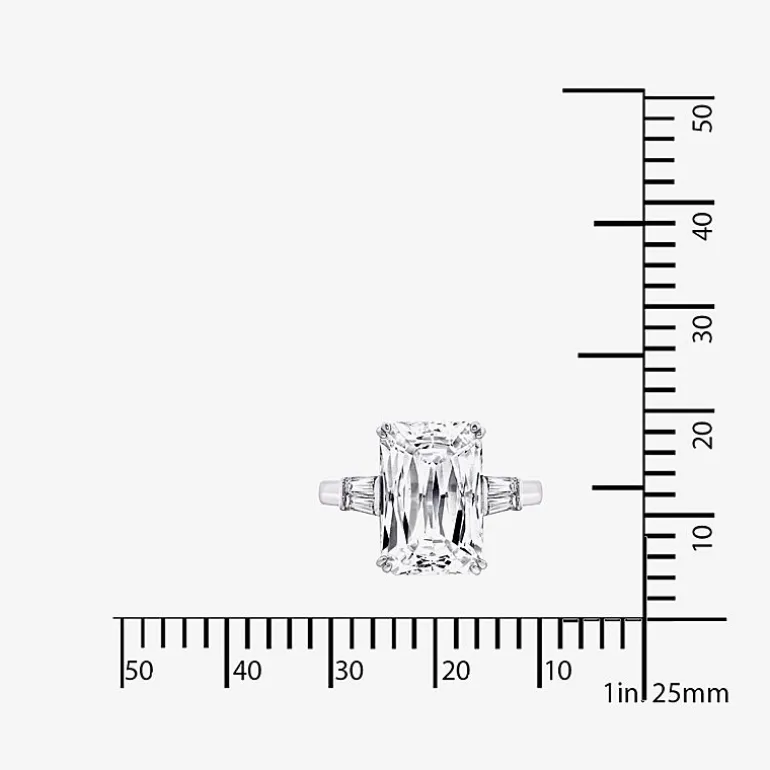 DiamonArt® Womens White Cubic Zirconia Sterling Silver Rectangular Engagement Ring