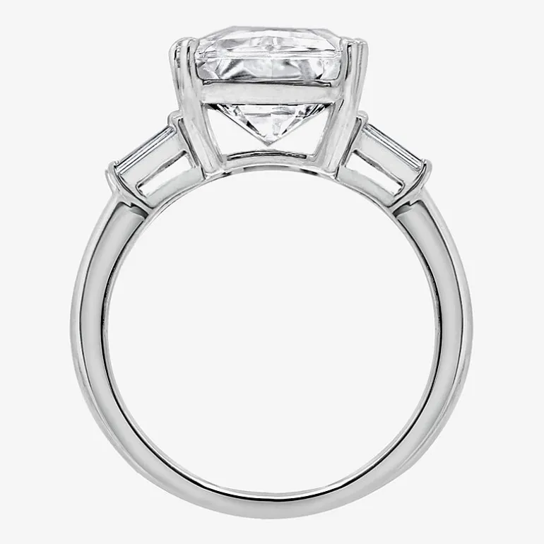DiamonArt® Womens White Cubic Zirconia Sterling Silver Rectangular Engagement Ring