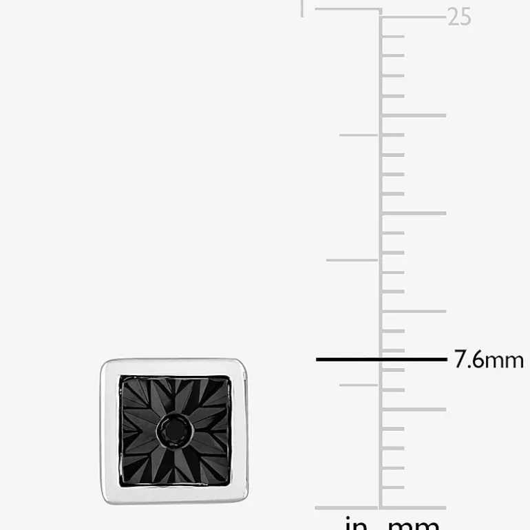 Diamond Accent Natural Black Diamond Sterling Silver 7.6mm Stud Earrings