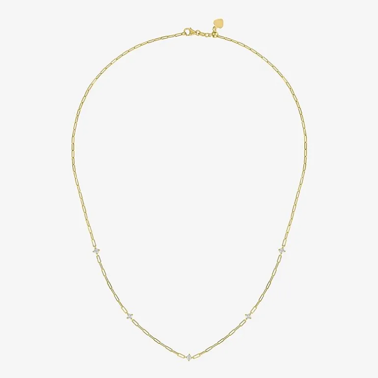 Diamond Addiction (G-H / I1-I2) Womens 1/3 CT. T.W. Lab Grown White Diamond 10K Gold Paperclip Round 18 Inch Pendant Necklace