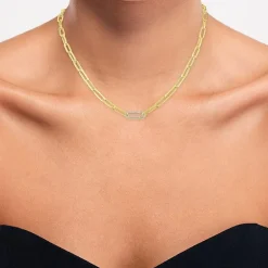 Diamond Addiction (G-H / Si2-I1) Womens 1/10 CT. T.W. Lab Grown White Diamond 10K Gold Paperclip 18 Inch Pendant Necklace