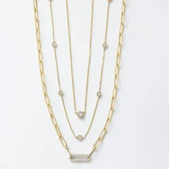 Diamond Addiction (G-H / Si2-I1) Womens 1/10 CT. T.W. Lab Grown White Diamond 10K Gold Paperclip 18 Inch Pendant Necklace