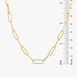 Diamond Addiction (G-H / Si2-I1) Womens 1/10 CT. T.W. Lab Grown White Diamond 10K Gold Paperclip 18 Inch Pendant Necklace