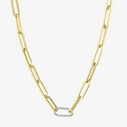 Diamond Addiction (G-H / Si2-I1) Womens 1/10 CT. T.W. Lab Grown White Diamond 10K Gold Paperclip 18 Inch Pendant Necklace