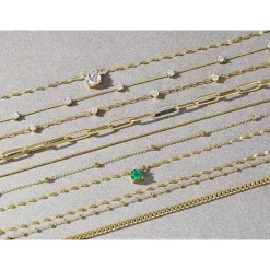 Diamond Addiction (G-H / Si2-I1) Womens 1/10 CT. T.W. Lab Grown White Diamond 10K Gold Paperclip 18 Inch Pendant Necklace