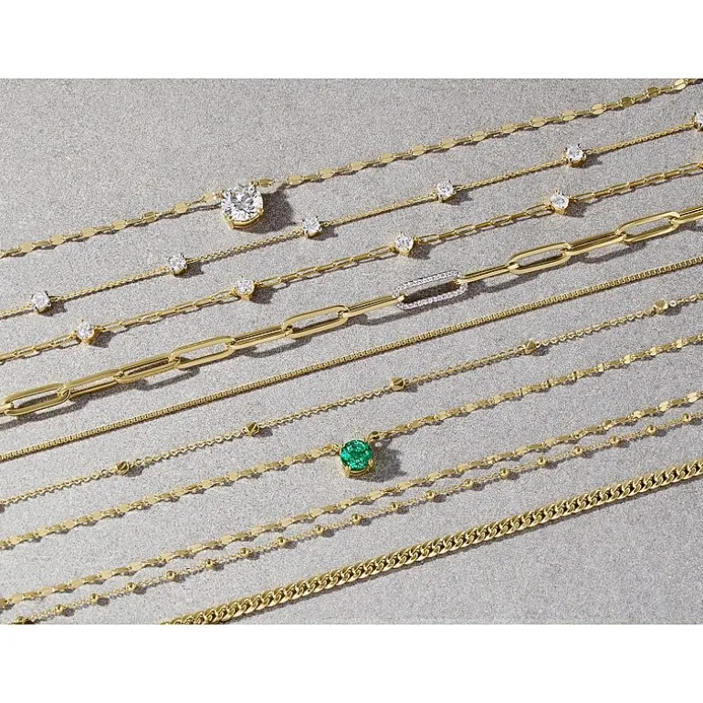 Diamond Addiction (G-H / Si2-I1) Womens 1/10 CT. T.W. Lab Grown White Diamond 10K Gold Paperclip 18 Inch Pendant Necklace