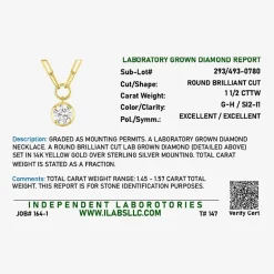 Diamond Addiction (G-H, Si2-I1) Womens 1 1/2 CT. T.W. Lab Grown White Diamond 14K Gold Over Silver 18 Inch Pendant Necklace