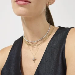 Diamond Addiction (G-H / Si2-I1) Womens Lab Grown Diamond 10K Gold 8 Inch Hollow Paperclip Chain Bracelet