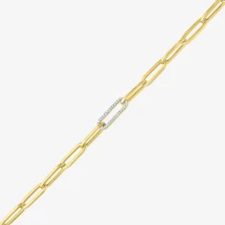 Diamond Addiction (G-H / Si2-I1) Womens Lab Grown Diamond 10K Gold 8 Inch Hollow Paperclip Chain Bracelet