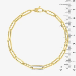Diamond Addiction (G-H / Si2-I1) Womens Lab Grown Diamond 10K Gold 8 Inch Hollow Paperclip Chain Bracelet