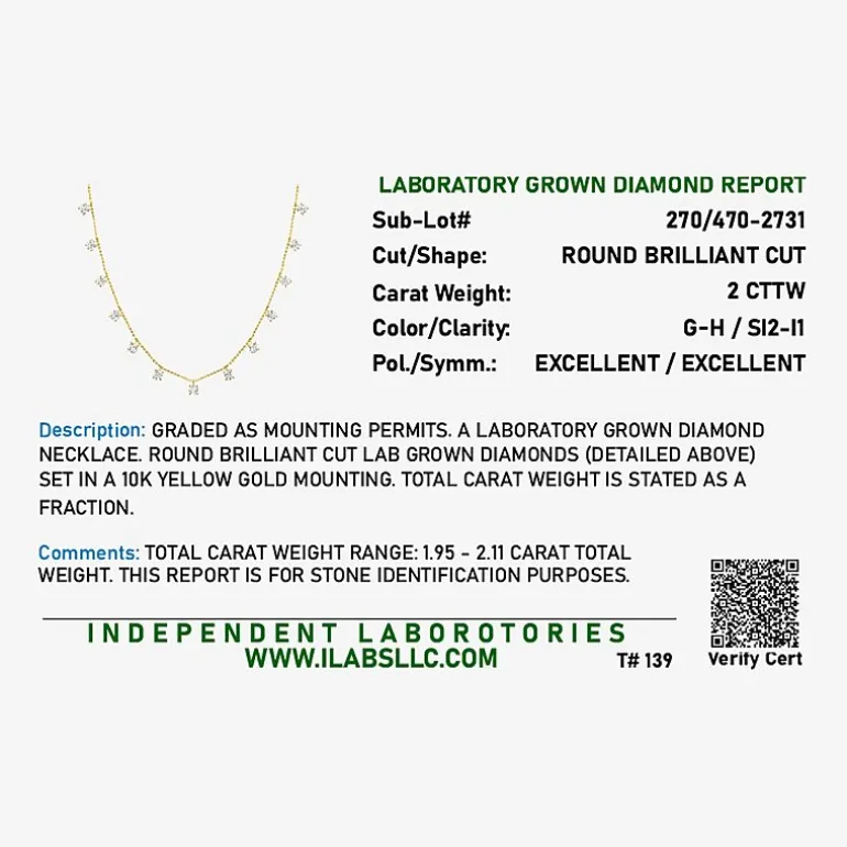 Diamond Addiction (G-H,Si2-I1) Womens 2 CT. T.W. Lab Grown White Diamond 10K Gold 18 Inch Pendant Necklace