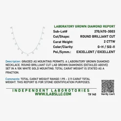 Diamond Addiction (G-H,Si2-I1) Womens 2 CT. T.W. Lab Grown White Diamond 10K Gold 18 Inch Pendant Necklace