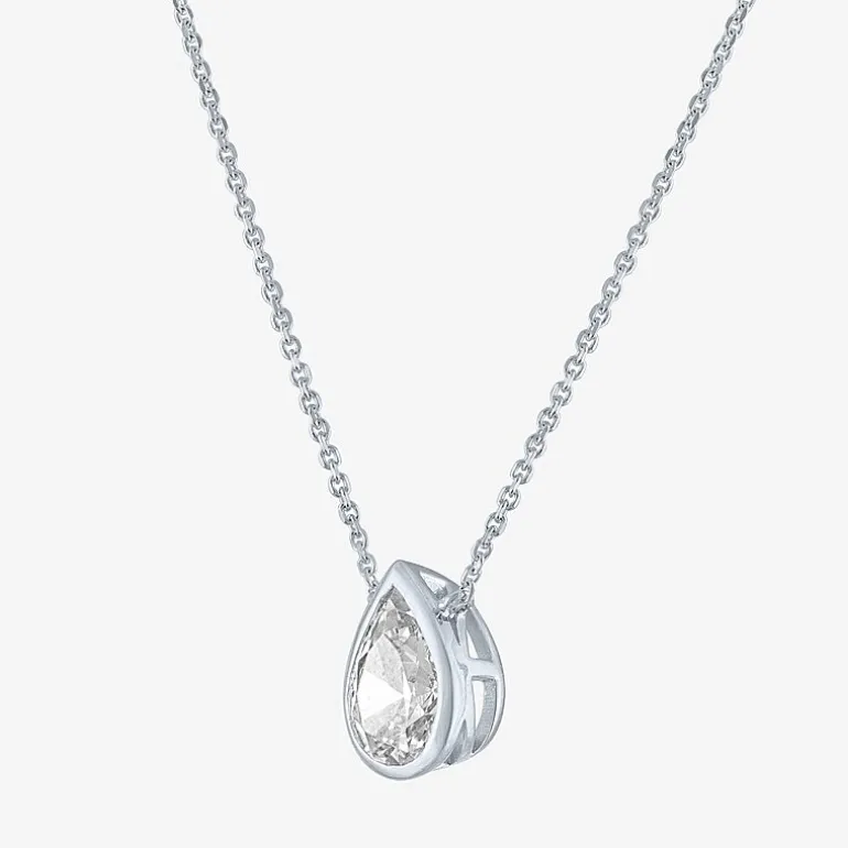 Diamond Addiction (G-H / Si2-I1) Womens 1 CT. T.W. Lab Grown White Diamond 14K Gold Pear 18 Inch Pendant Necklace