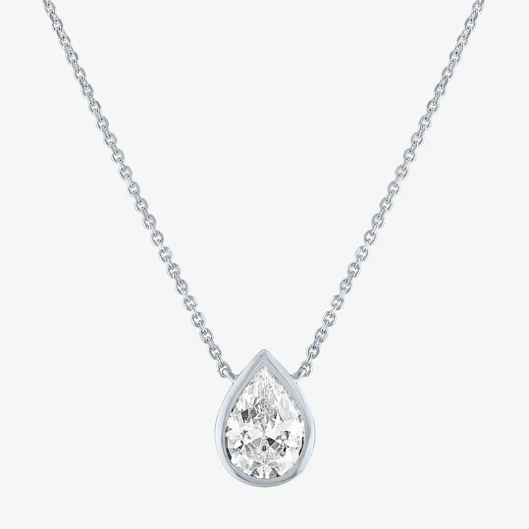 Diamond Addiction (G-H / Si2-I1) Womens 1 CT. T.W. Lab Grown White Diamond 14K Gold Pear 18 Inch Pendant Necklace