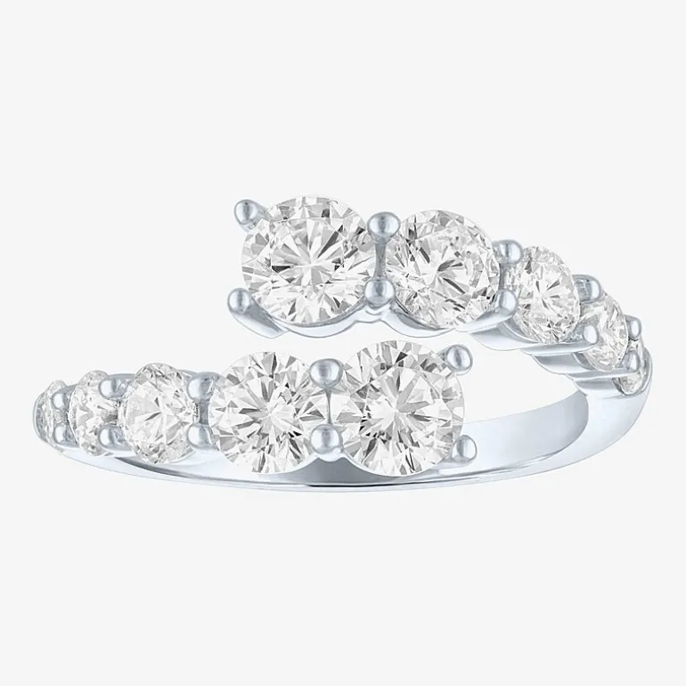Diamond Addiction (G-H / Si2-I1) Womens 2 CT. T.W. Lab Grown White Diamond Sterling Silver Bypass Cocktail Ring